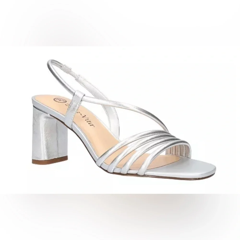 Bella Vita Women's Silver Leather Zariah Heeled Sandals New 7.5N